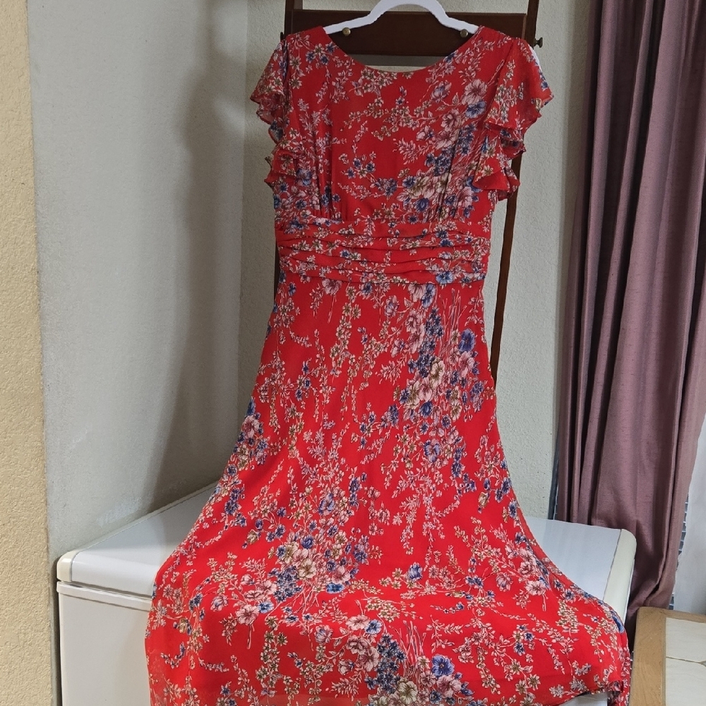 Floral Red Dress
